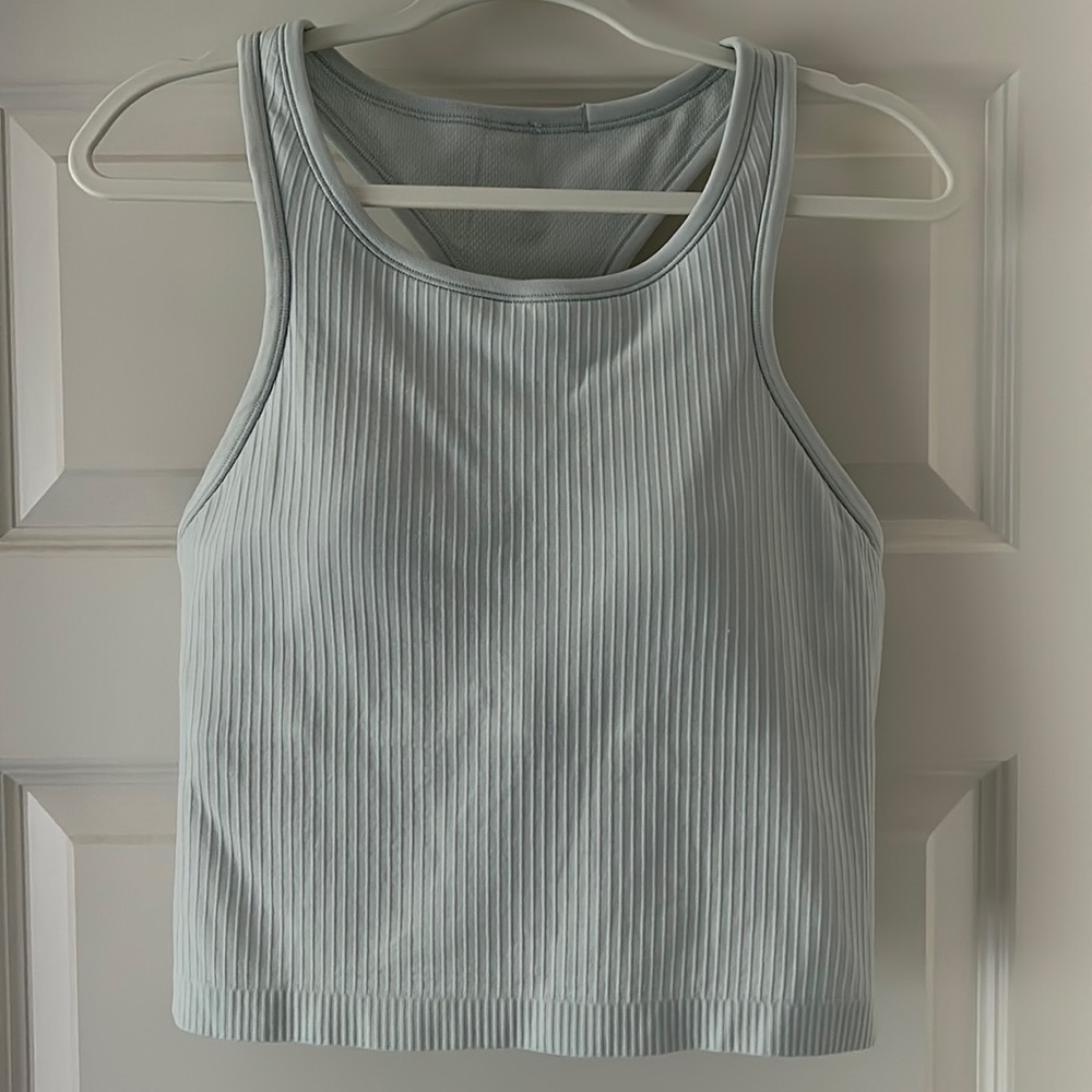 Lululemon ebb to street cropped tank delicate mint sz 12